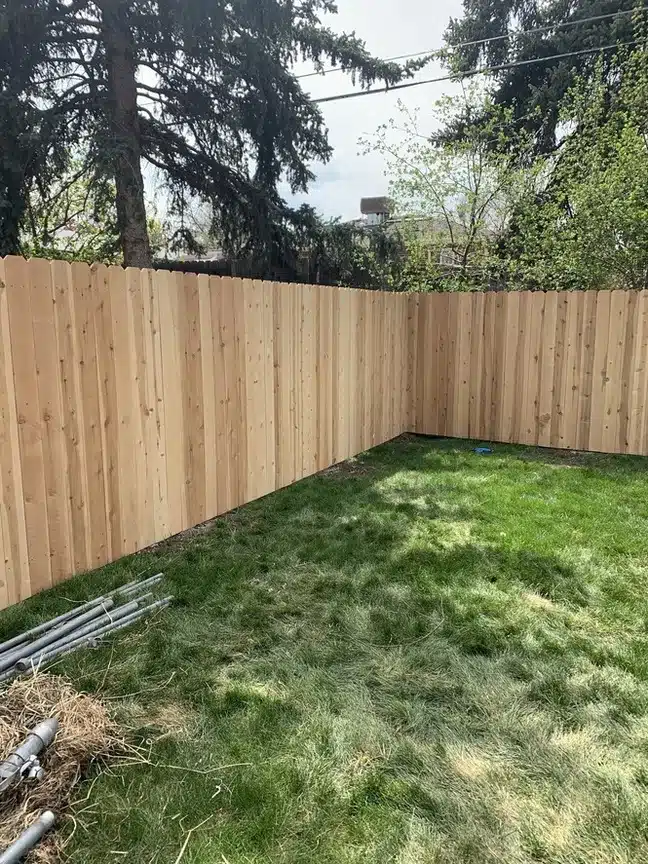 Cedar privacy fence installed in a residential backyard in the Denver metro area